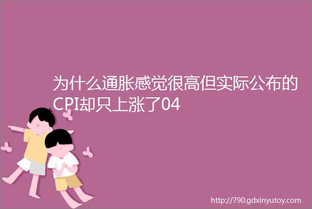 为什么通胀感觉很高但实际公布的CPI却只上涨了04