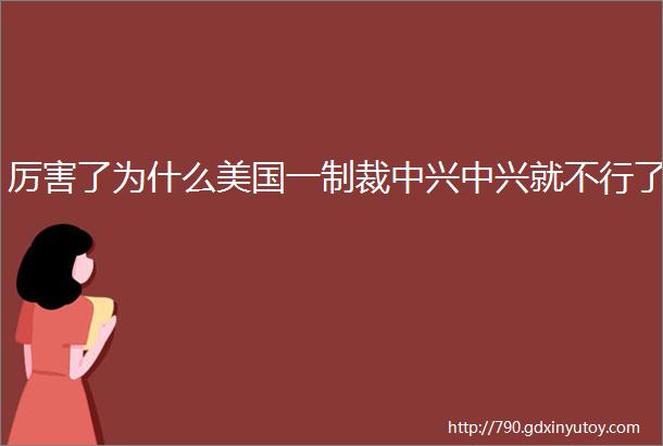 厉害了为什么美国一制裁中兴中兴就不行了